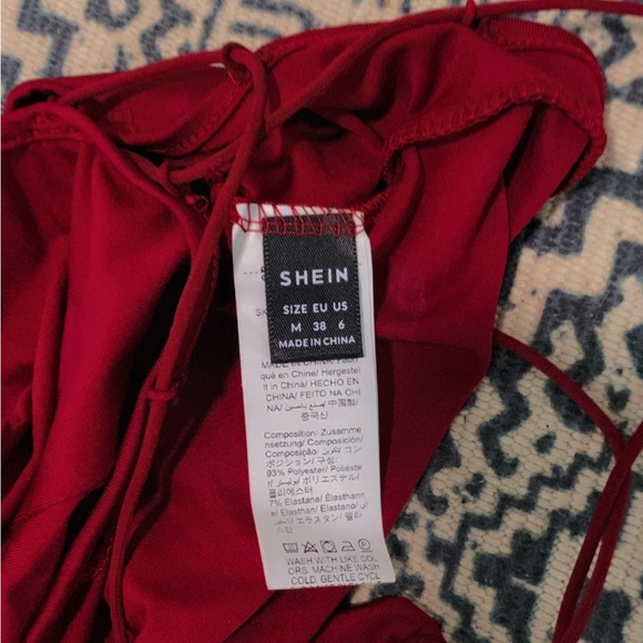 SHEIN Burgundy Strappy Backless Bodysuit - Picture 7 of 7